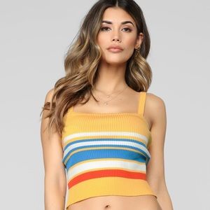 Bright Knit Crop Top with Stripes